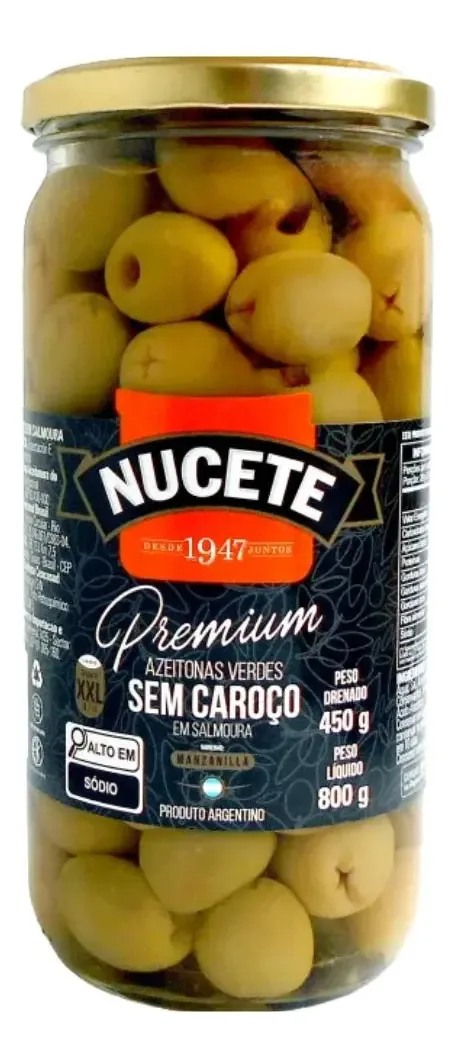 Azeitona Verde Sem Caroço Nucete 450g