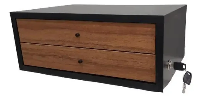 Suporte Monitor Mdf C/2 Gavetas Chave Canelato
