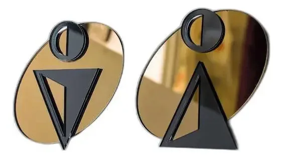 Sinalização Para Porta De Banheiro Em Acrílico Preto/dourado