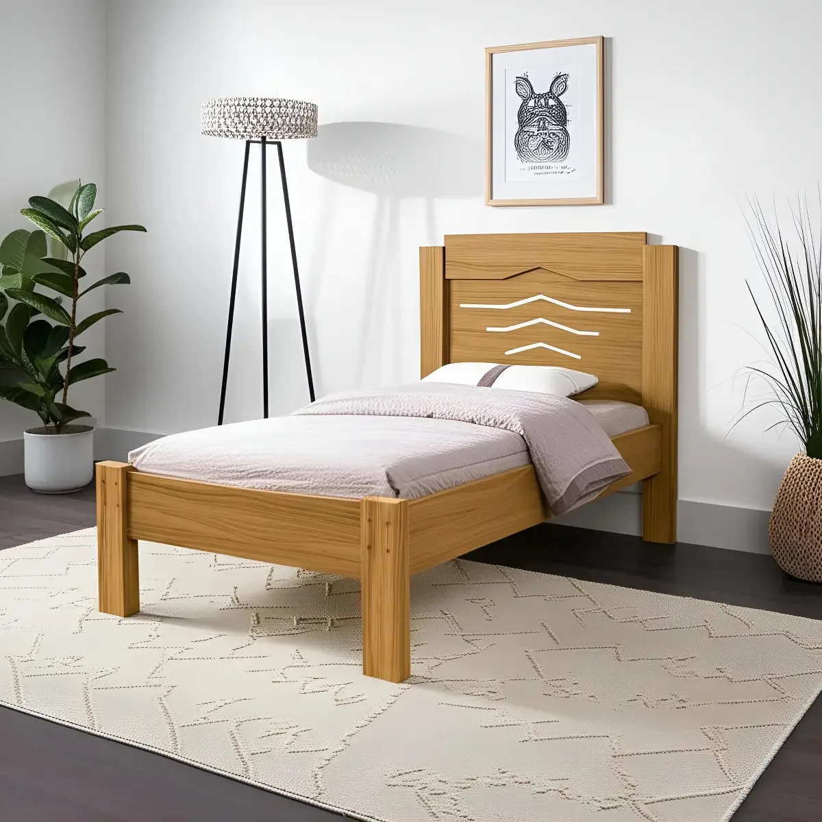 Cama De Solteiro Sofia Cor Freijó