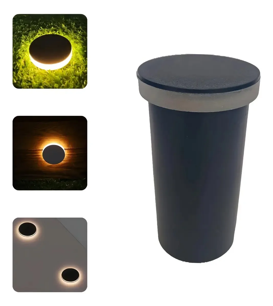 5 Balizadores Piso Pvc 3w Redondo Eclipse Luz Branco Quente