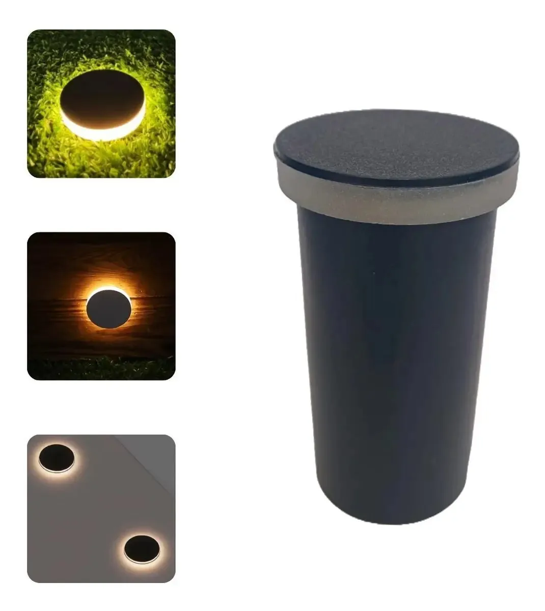 4 Balizadores Piso Pvc 3w Redondo Eclipse Luz Branco Quente