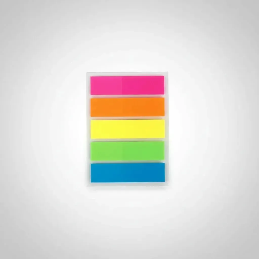 Marcadores de Página Coloridos Kaz 125 Unidades 5 Cores Papel Adesivo