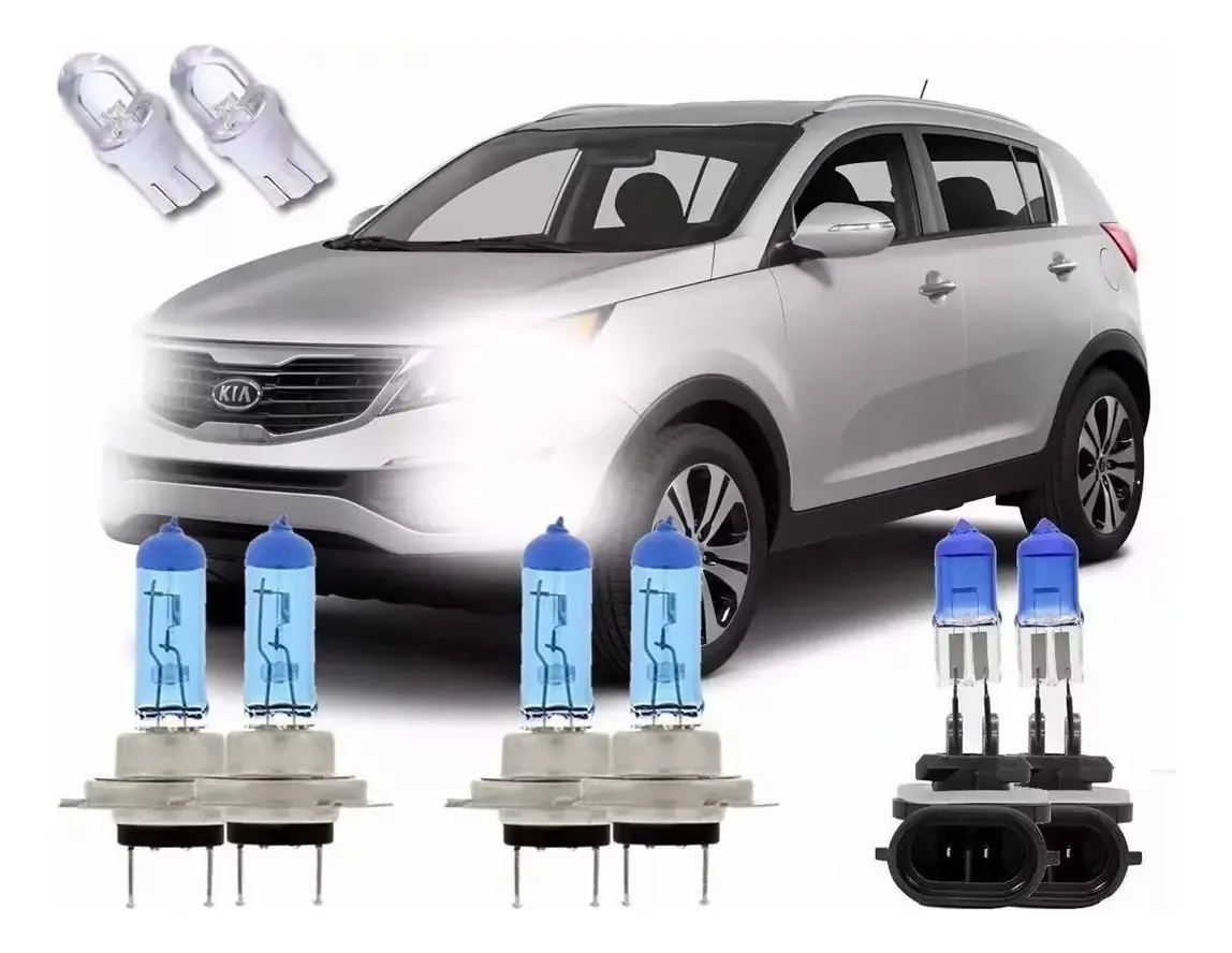 Kit Lâmpadas Super Branca Kia Sportage 11 16 Techone H7 H27