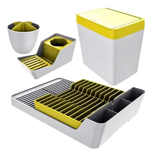 Escorredor De Louça Talher Lixeira Crippa - Branco/amarelo