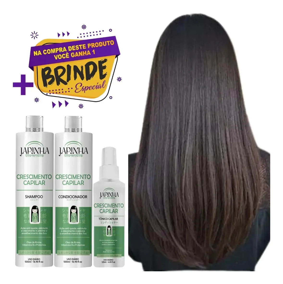Japinha Shampoo E Condicionador + Tônico Capilar +