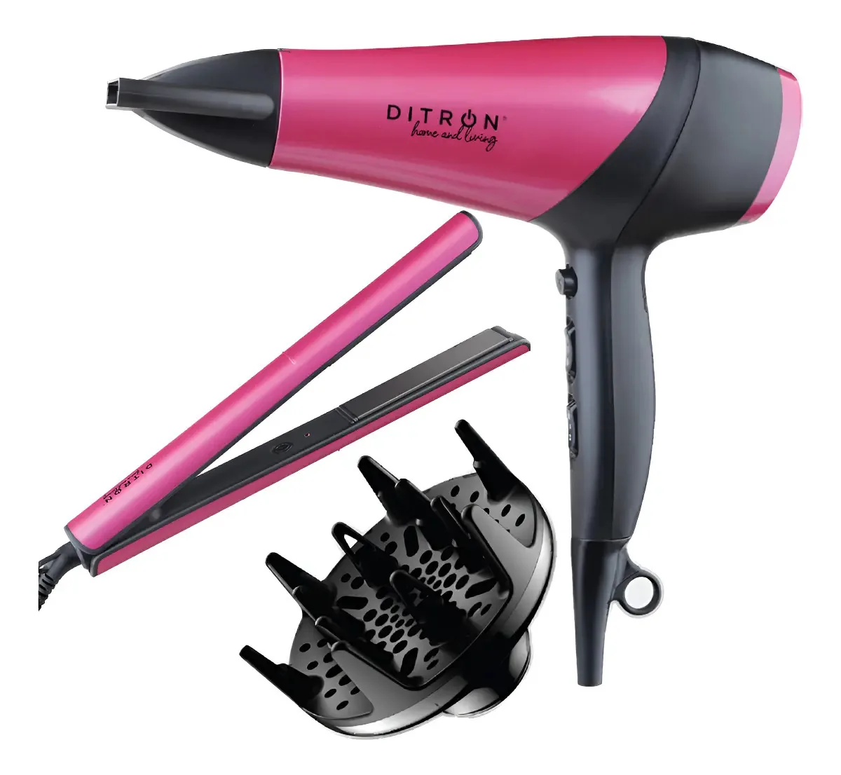 Conjunto de secador de cabelo e ferro cerâmico de 2200w +difusor