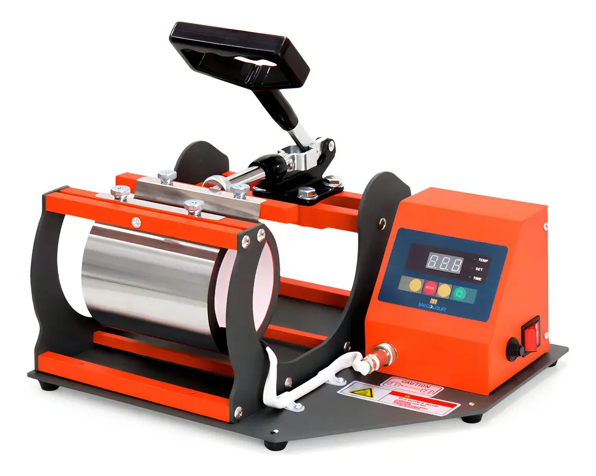 Prensa Térmica Mecolour Cilíndrica para Sublimação, Laranja