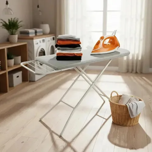 Mesa Passadeira Taboa Passar Roupa Extra Forte + Porta Ferro Cor Branco Lisa