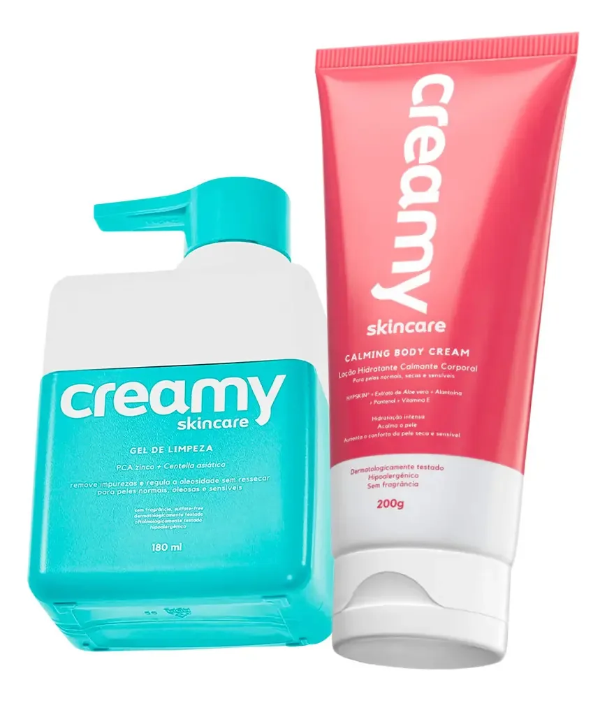 Kit Creamy Gel De Limpeza E Calming Cream Corporal