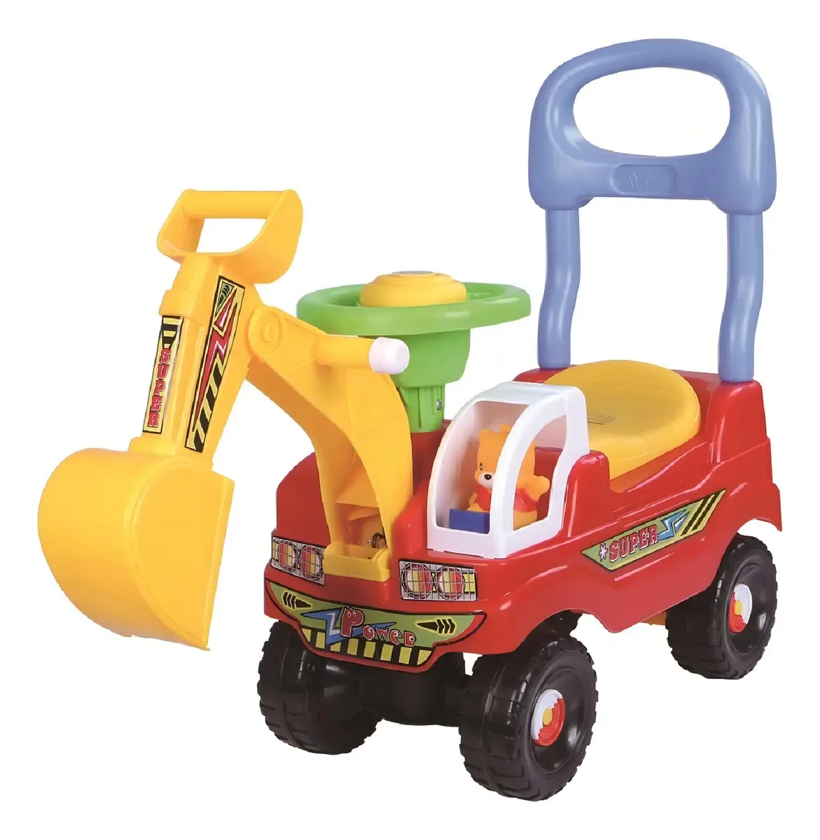 Andador Infantil Escavadeira Toy Mix Vermelho Volante e Armazenamento