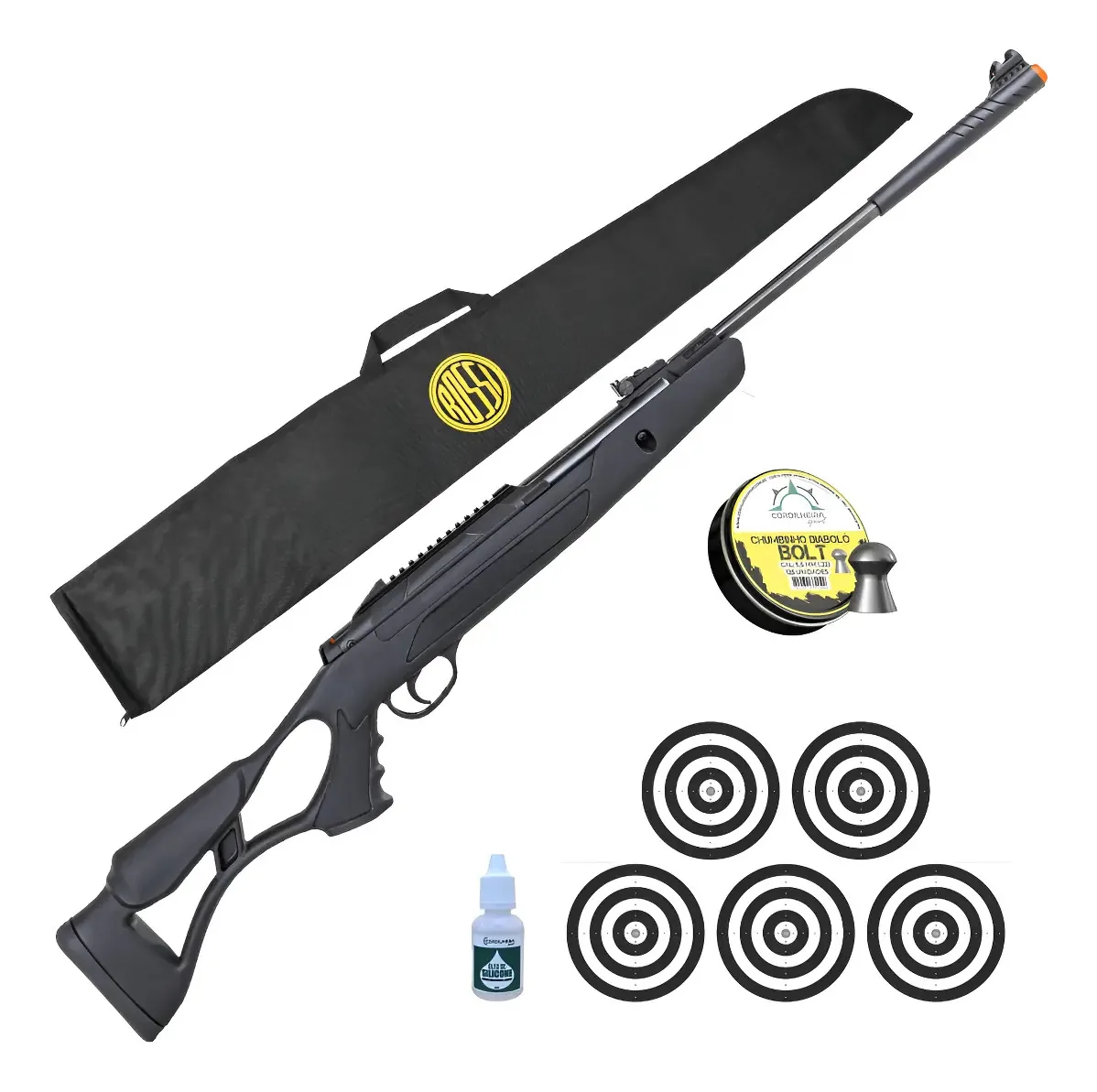 Carabina Hatsan Airtact Pd 5,5mm Gásram Rossi Pressão Preto 1397 Mm