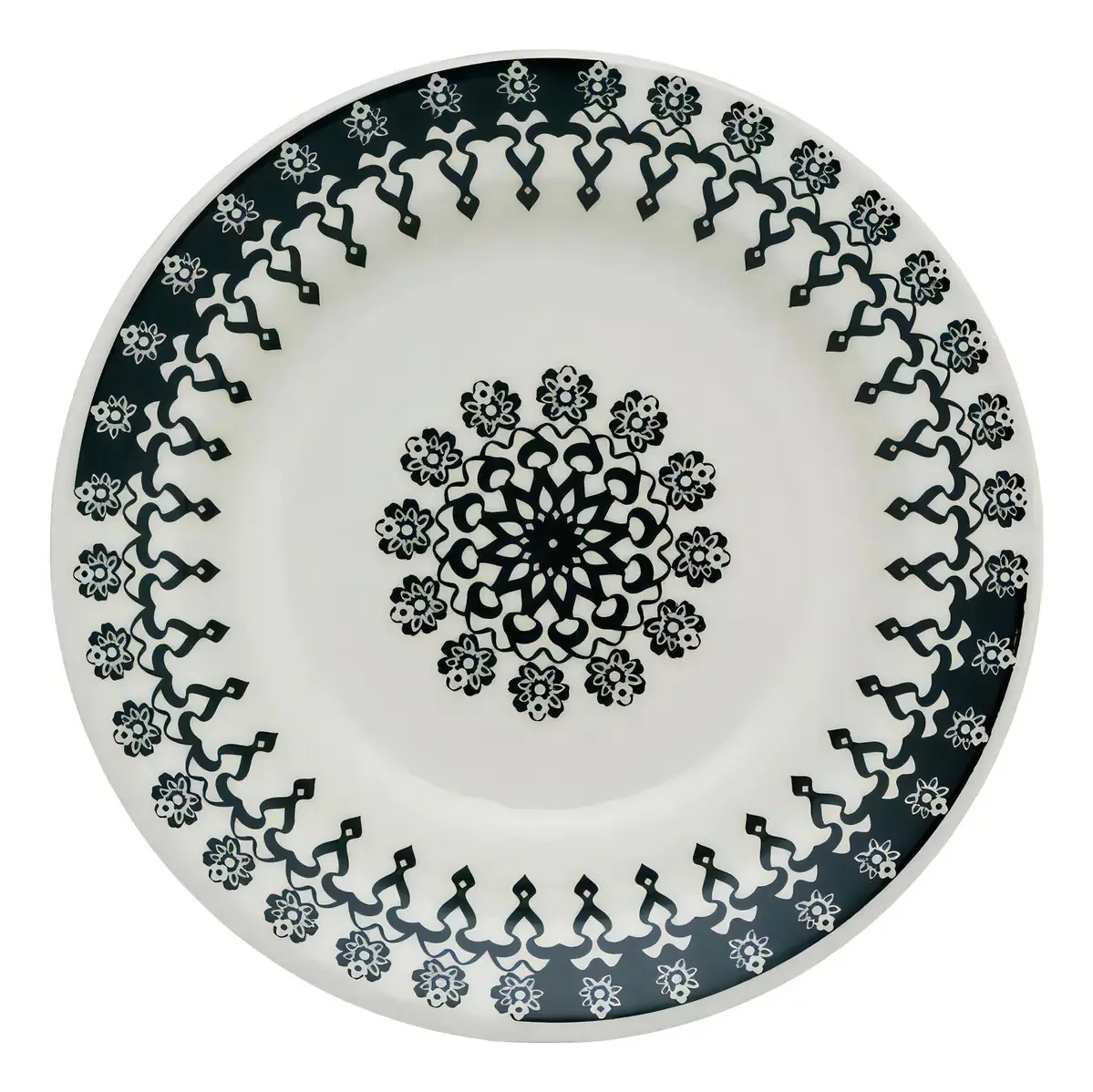 6 Pratos Rasos 24cm + 6 Pratos Fundos 21,5cm Folk Biona Cor Preto