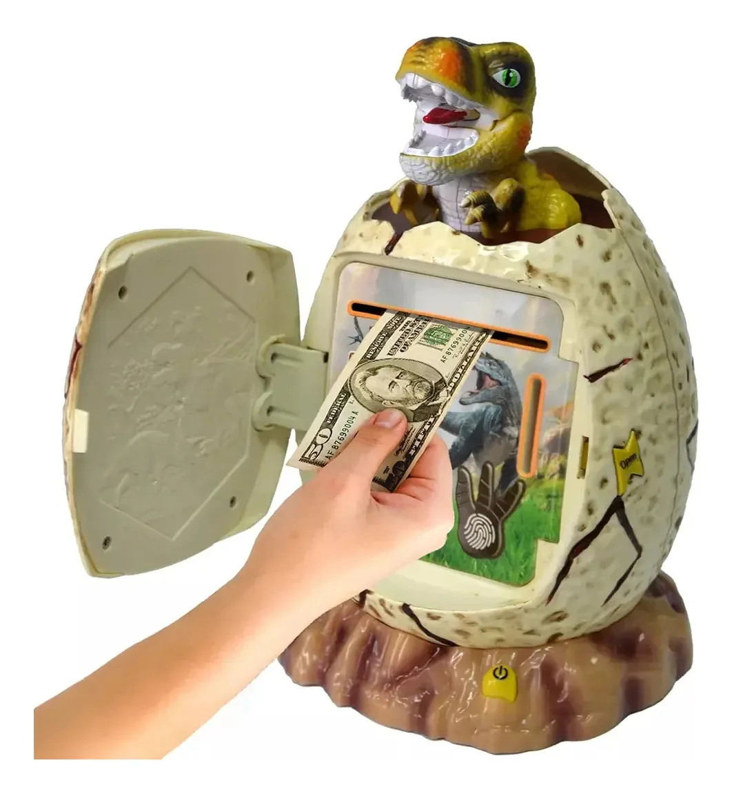Cofrinho Ovo Dinossauro C Senha Brinquedo Presente Luminária Cor Branco