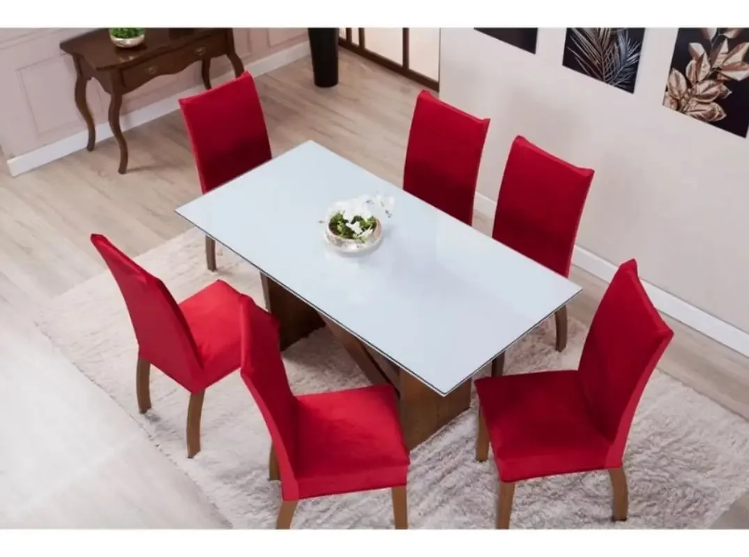 Capas para Cadeira Suede Vermelho 6 Unidades AMETISTA DECORAÇÃO