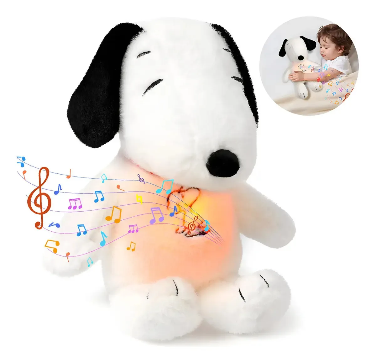 Brinquedos respiratórios Snoopy, alivie a ansiedade com o som clássico de pelúcia branca do Snoopy