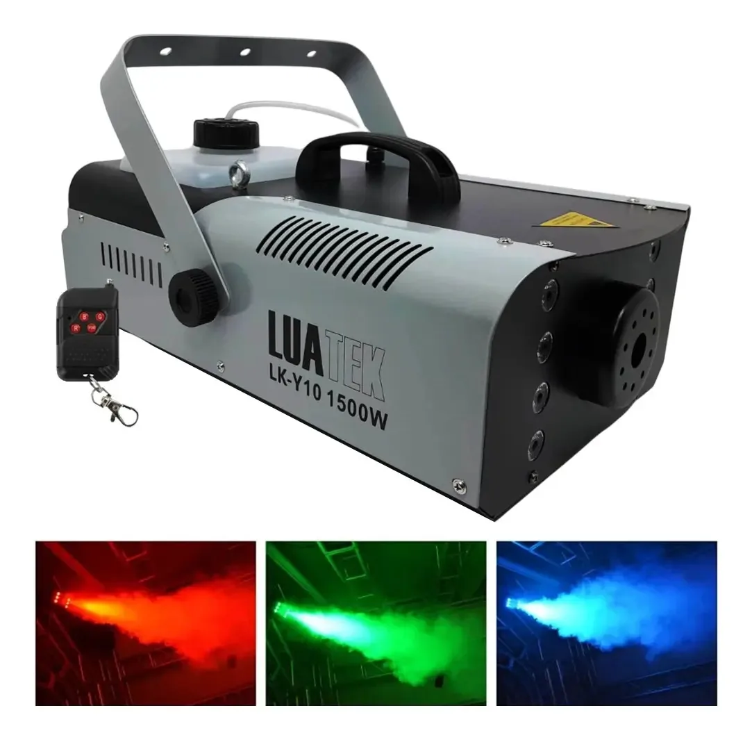Maquina De Fumaça 1500w 8 Leds Rgbw + Controle Cor Preto