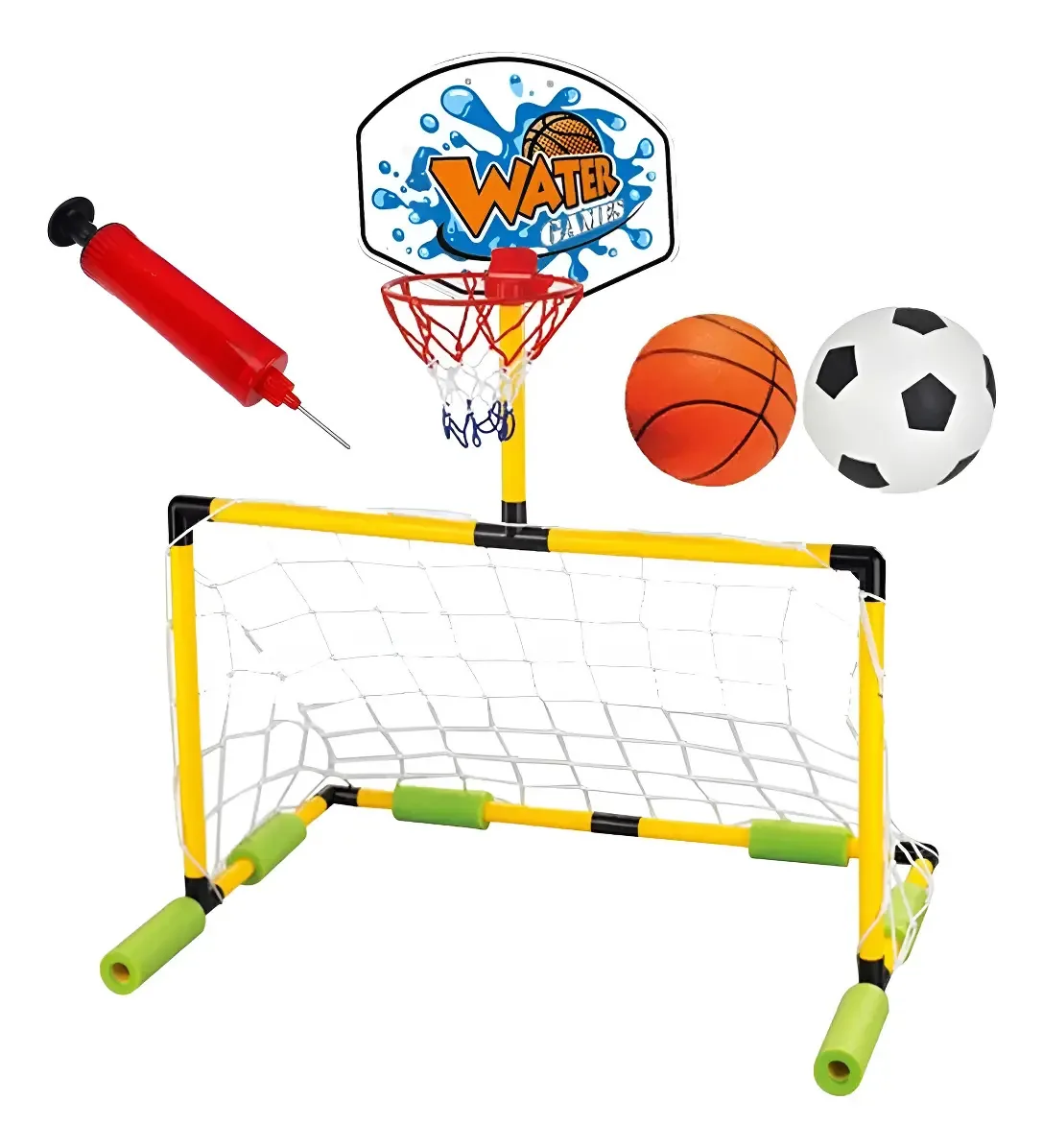 Cesta de basquete multiesportiva e arco flutuante para piscina aquática