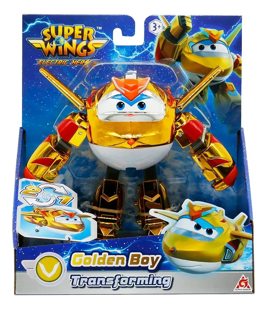 Boneco 12cm Avião Golden Boy Transformar Resgate Elétrico