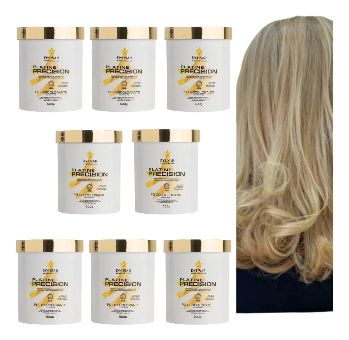 Kit 8 Pó Descolorante Dyusar Platine Precision White 500g Tom Pó Branco