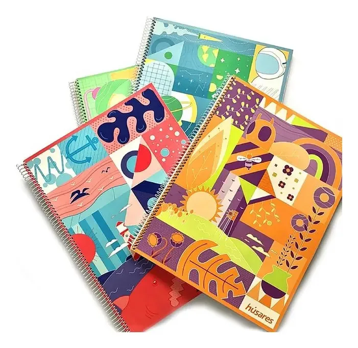 Caderno Spiral University A4 80hj Husares Capa pastel quadriculada