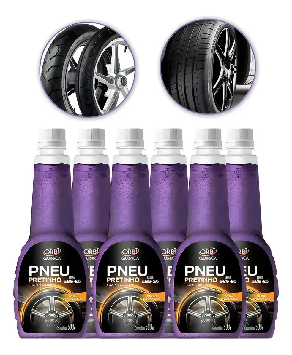 6 Pneu Pretinho Orbi Revitalizador Pneus E Borrachas 500ml Cor Roxo