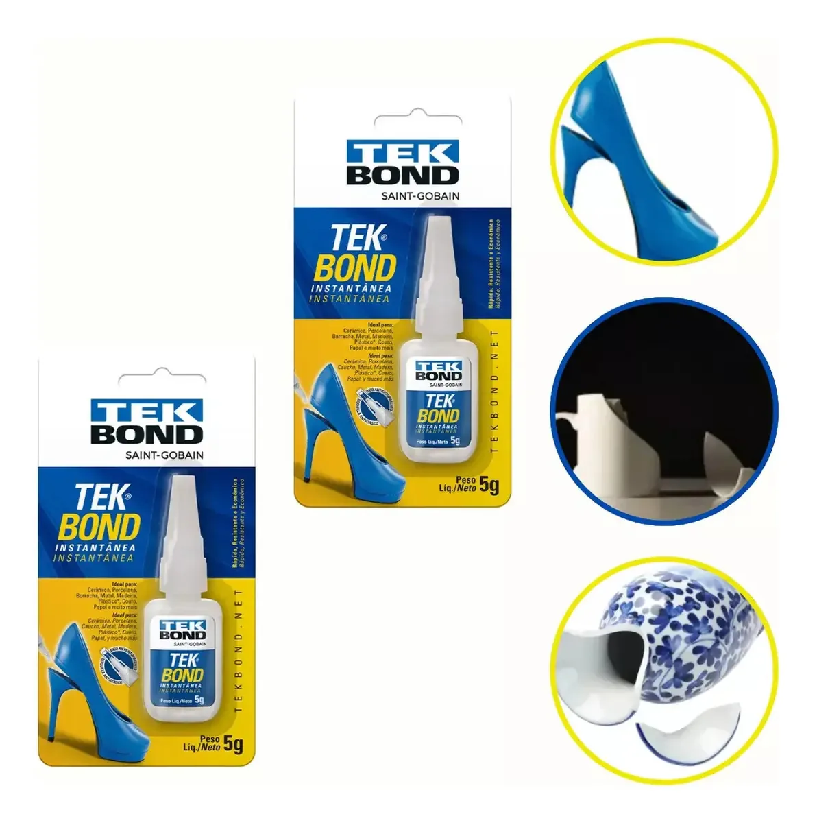 Cola Cola Instantânea TEKBOND - SAINT GOBAIN COLA INSTANÂNEA de 5g - Kit de 2 unidades - Incolor