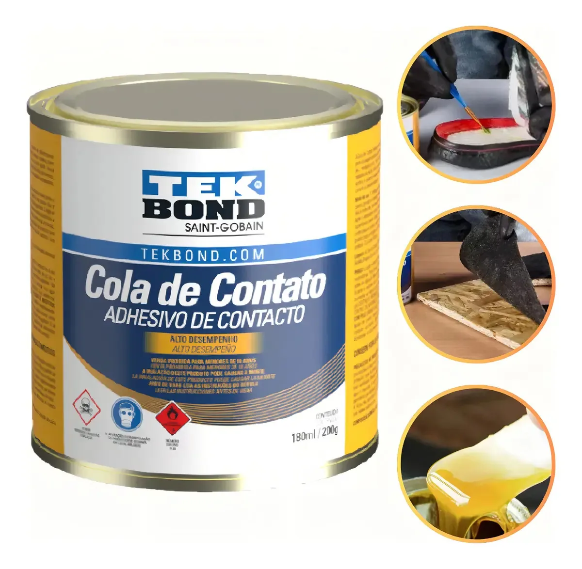 Cola De Contato Adesivo Tekbond Cola Sapateiro Marceneiro Tecidos 180ml