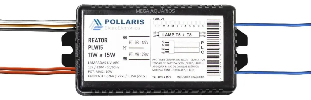 Reator Eletrônico 11w A 15w Lâmpada Ultravioleta Uv Pollaris