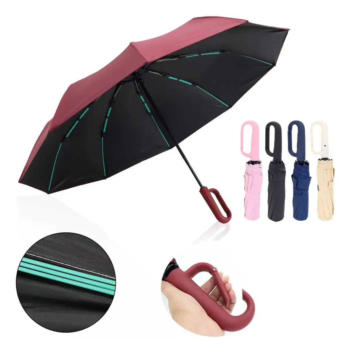 Guarda Chuva Automático Grande Proteção Solar Sombrinha Cor Bordô