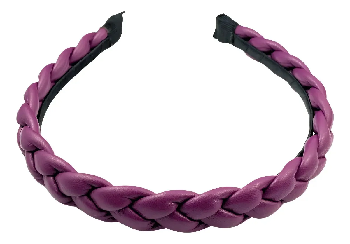 Tiara Trançada Courino Violeta Confortável Acessórios de Cabelo