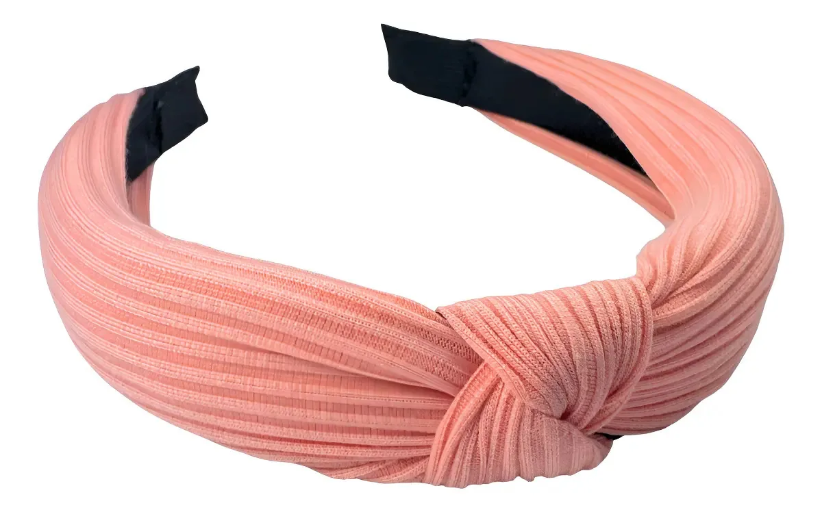Tiara Confortável Canelada Básica Turbante Cor Rosa