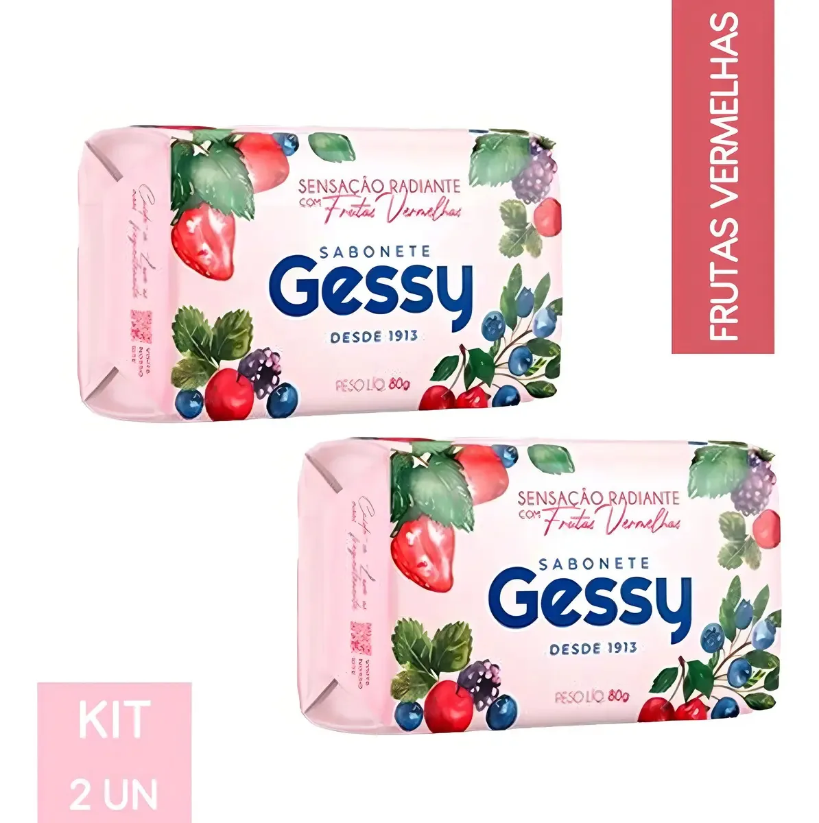 Kit 2 Sabonetes Gessy Sensação Radiante Frutas Vermelhas 80g