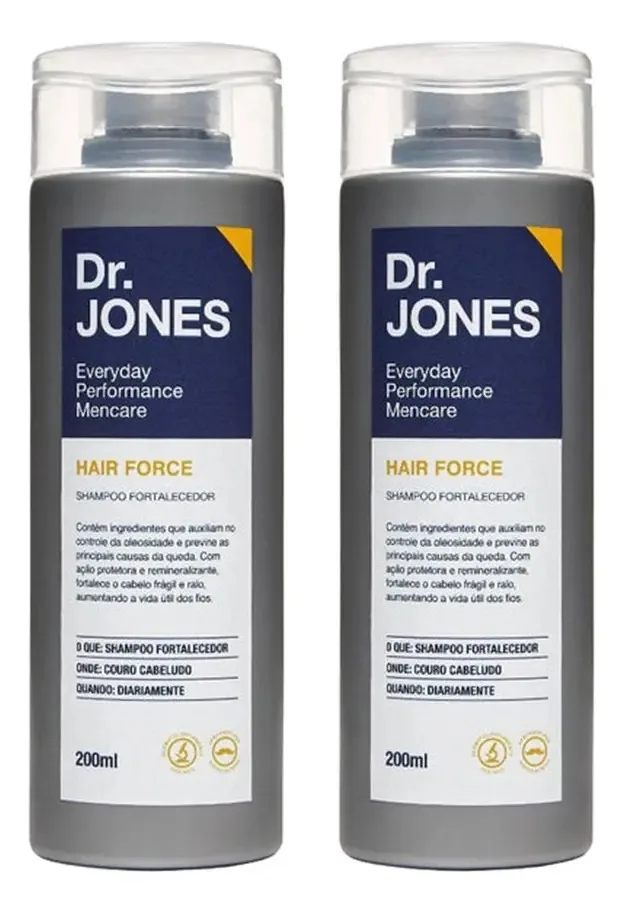 Kit 2 Shampoos Antiqueda Masculino Hair Force Dr Jones 200ml