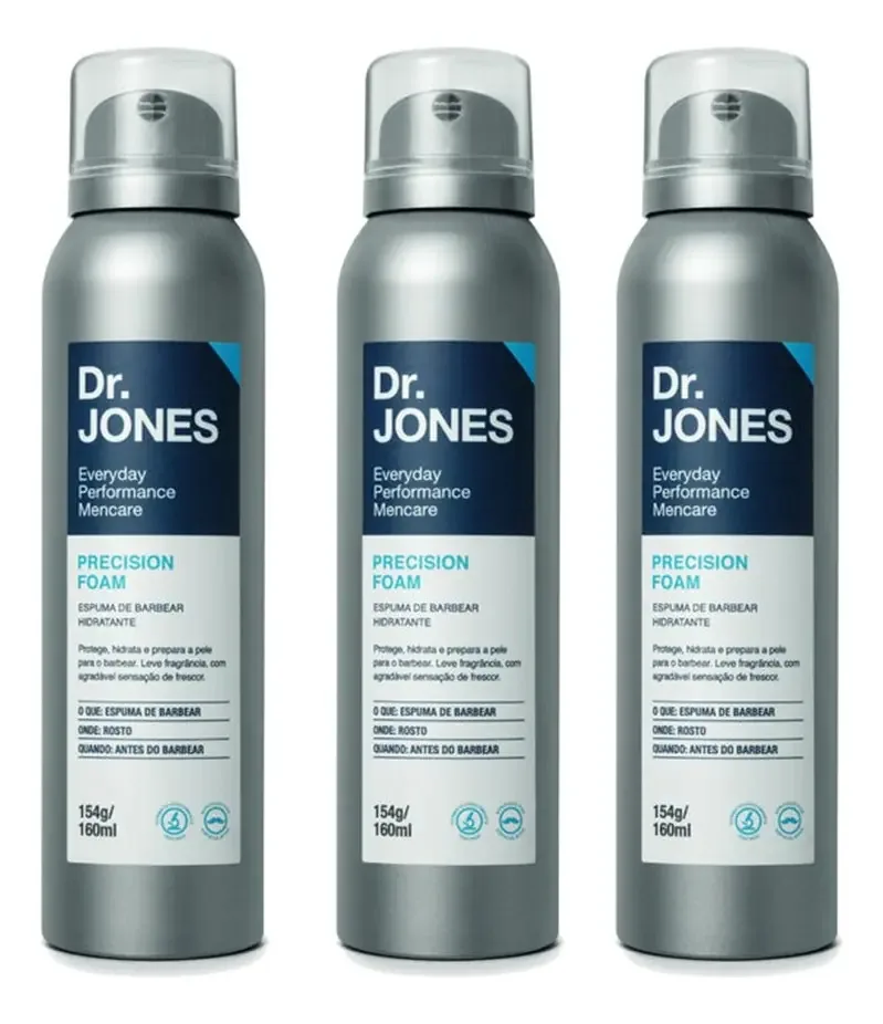 Kit 3 Espumas De Barbear Precision Foam Dr Jones 160ml