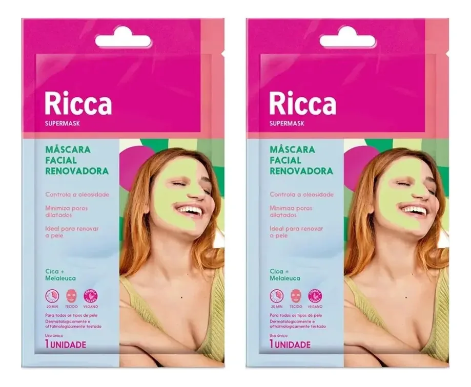 Kit 2 Máscaras Facial P/ Oleosidade Renova A Pele Ricca