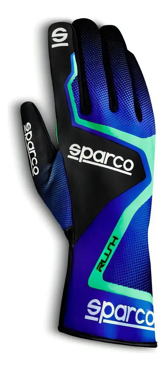 Luva Kart Sparco Rush Cor Azul Com Verde Tamanho 12