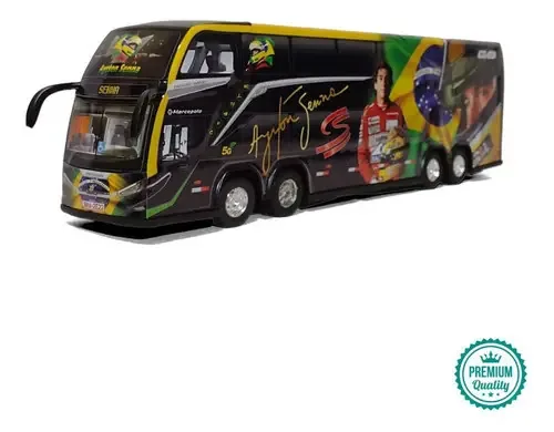 Brinquedo Miniatura Ônibus Airton Senna Gold Premium 30cm