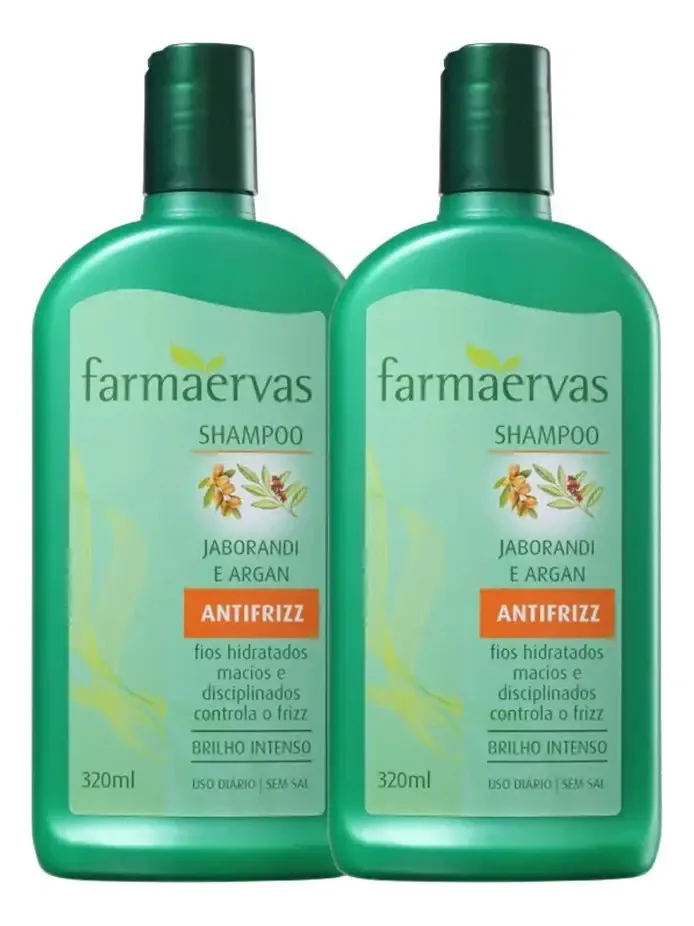 Kit 2 Shampoos 320ml Jaborandi Óleo De Argan Farmaervas