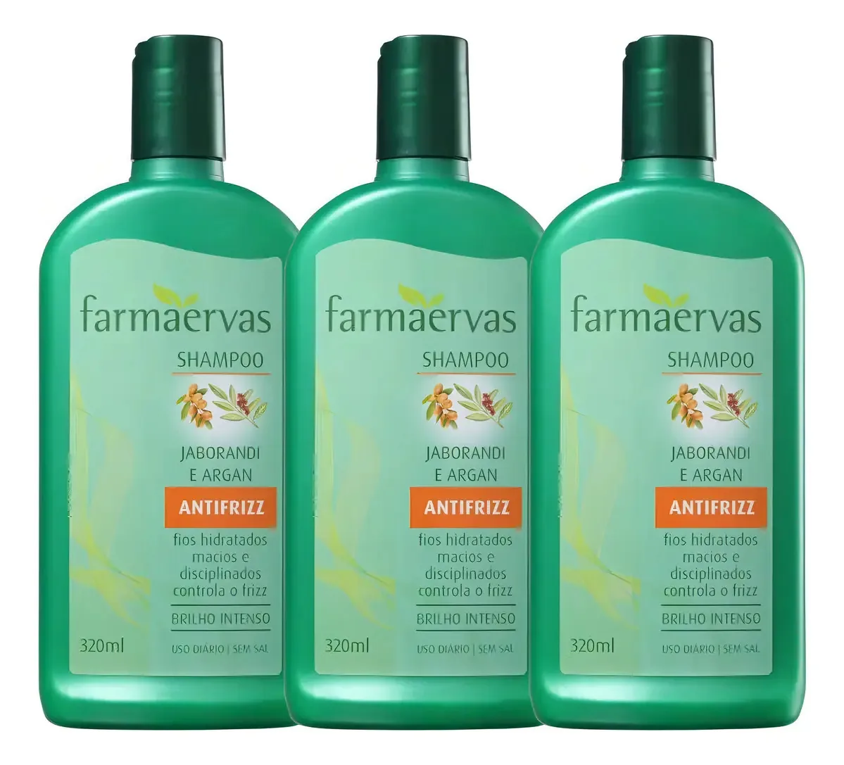 Kit 3 Shampoos 320ml Jaborandi Óleo De Argan Farmaervas