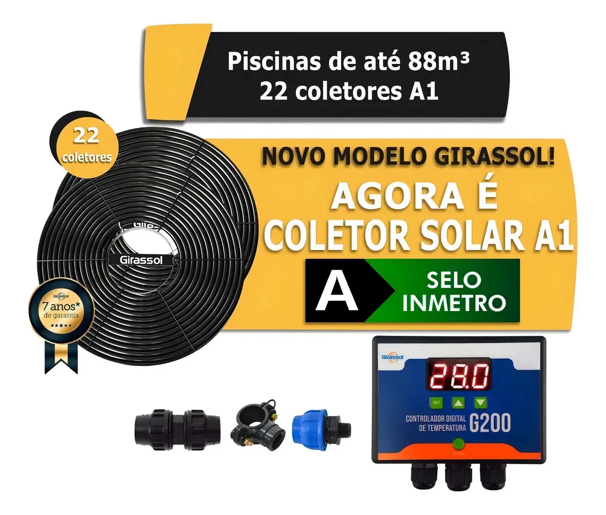 Aquecedor Coletor Solar Girassol Piscinas 88 Mil Lt + Painel