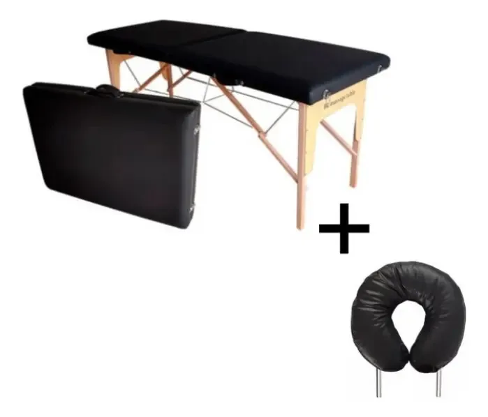 Maca Portátil Madeira B&K Dobrável 65cm Preto Para Massagem Tatuagem