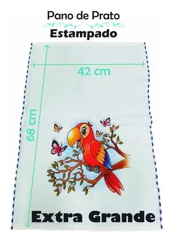 Kit com 10 Panos de Prato Estampados em Algodão para Cozinha, Branco