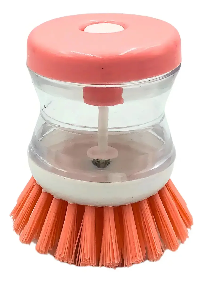 Escova De Limpeza C/ Recipient Detergente Multiuso 1 Unidade Cor Rosa