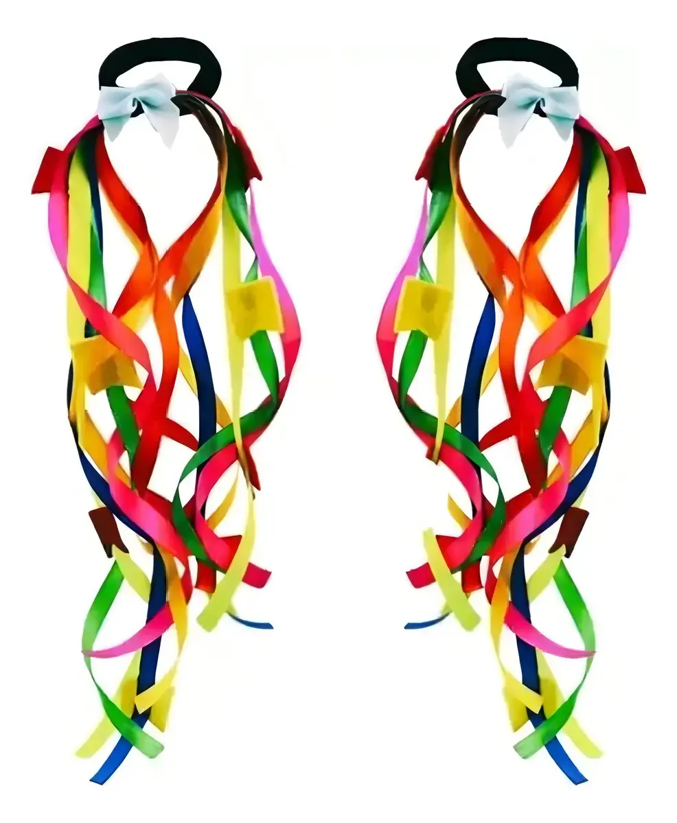02 Elásticos Rabico Xuxinha Para Cabelo Fitinha Colorida Cor Colorido Fitilhos