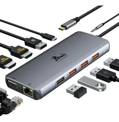 Estação de ancoragem USB C, monitor duplo, adaptador U