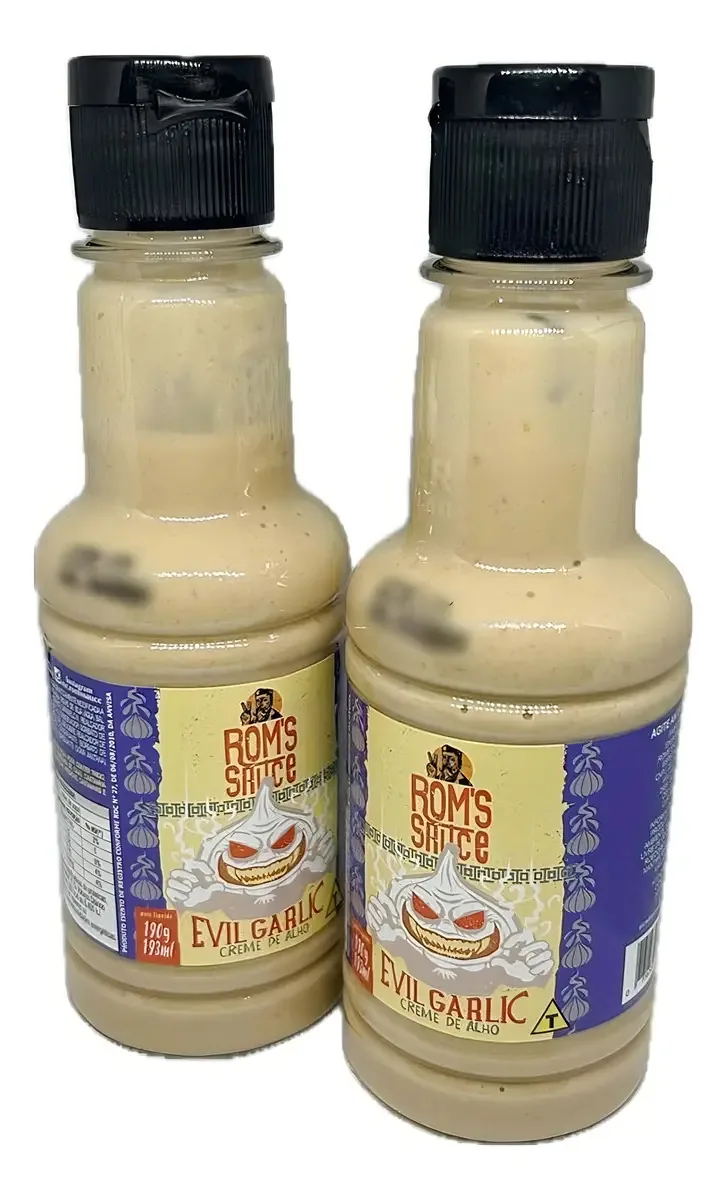 2 Molhos Alho Especial Gourmet Evil Garlic Rom's Sauce 190g