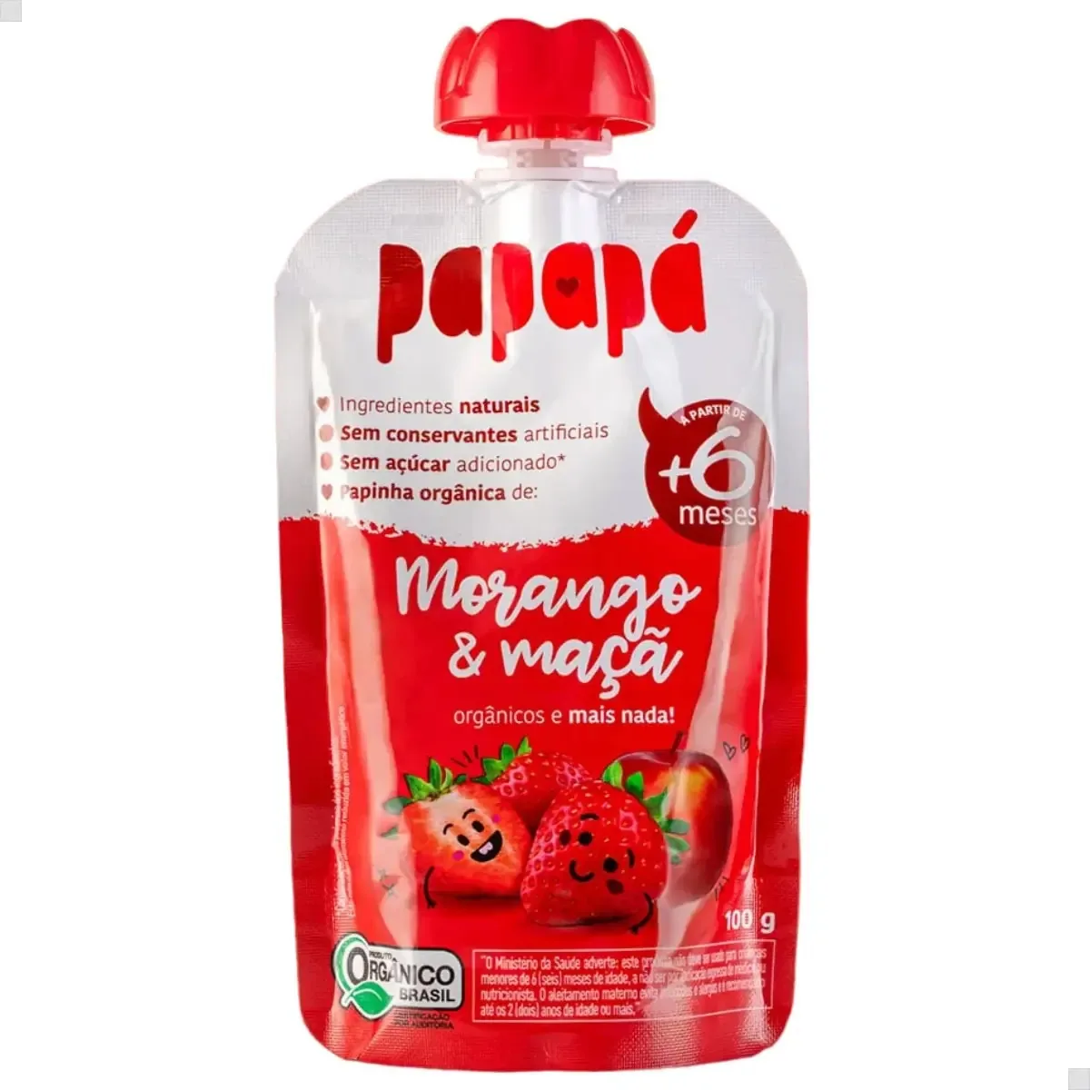 6 X Papinha Orgânica De Morango E Maçã 100g - Papapá
