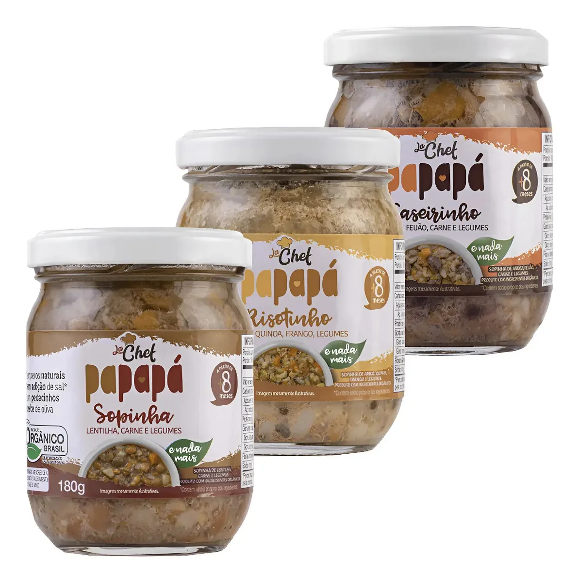 Kit 3 Comidinhas Papinhas Orgânicas 180g - Papapá