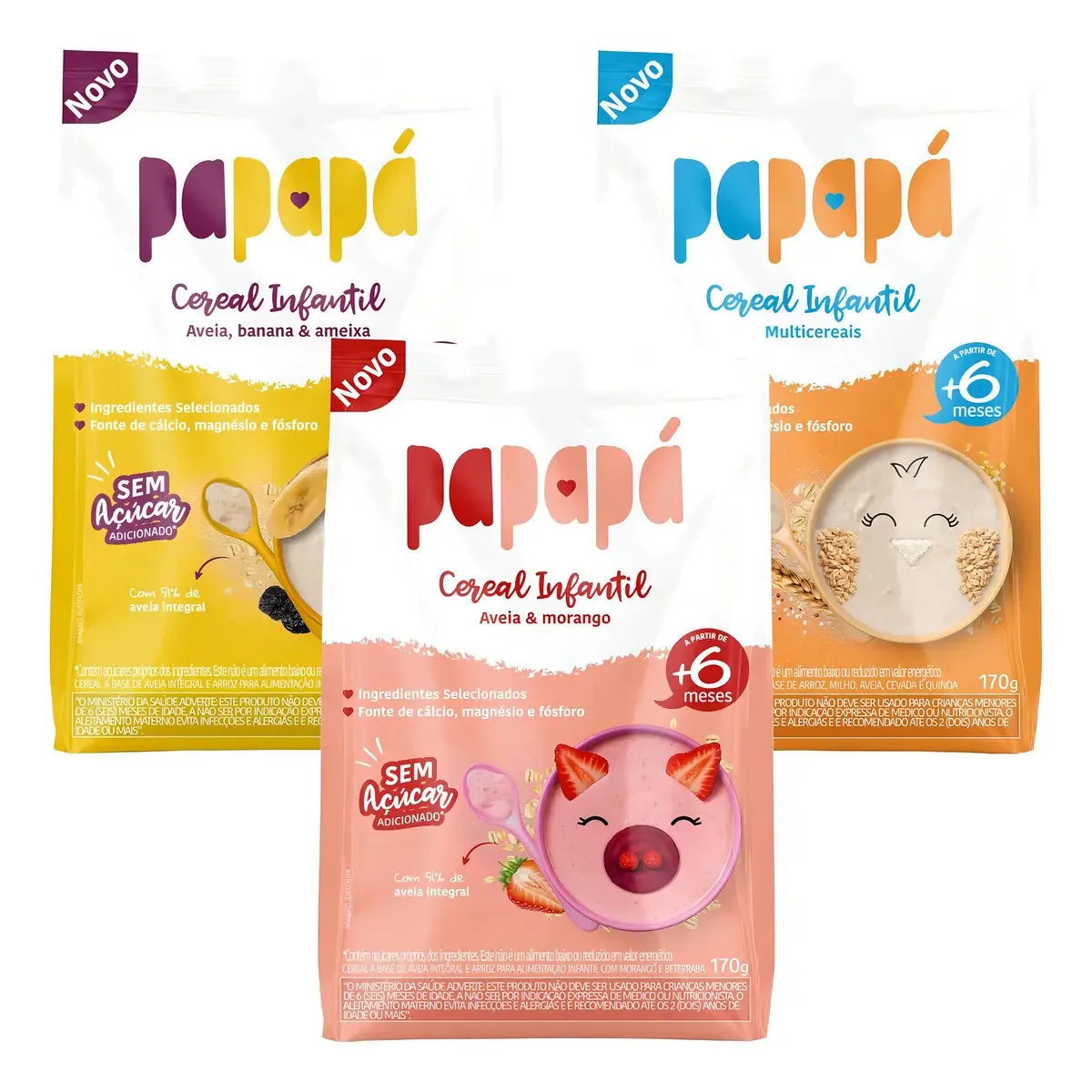 Kit Cereais Infantis Naturais 3 Sabores 170g - Papapá